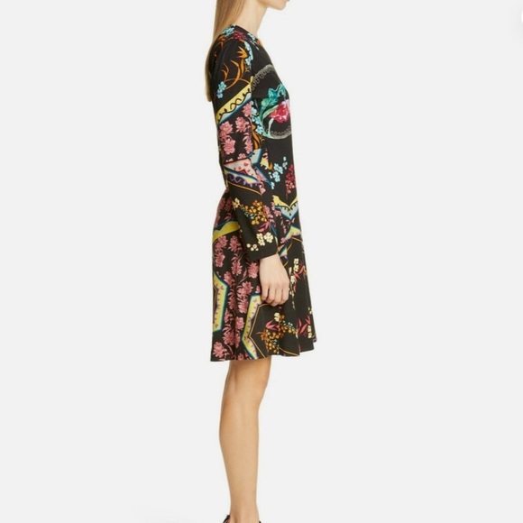 ETRO Black Floral Print V-Neck Dress - Picture 4 of 5